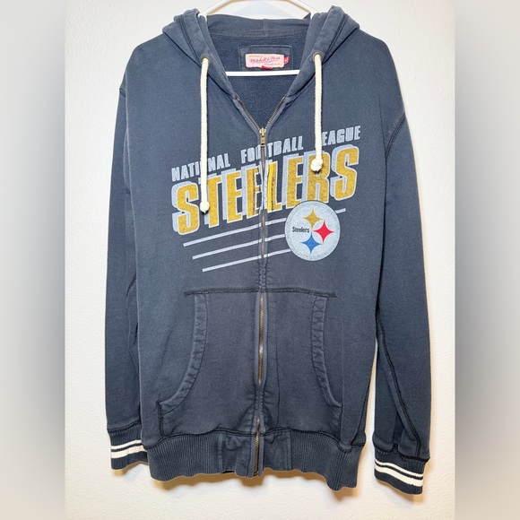 Mitchell & Ness Other - Mitchell & Ness Navy Pittsburgh Steelers Hoodie Zip Up Vintage Style